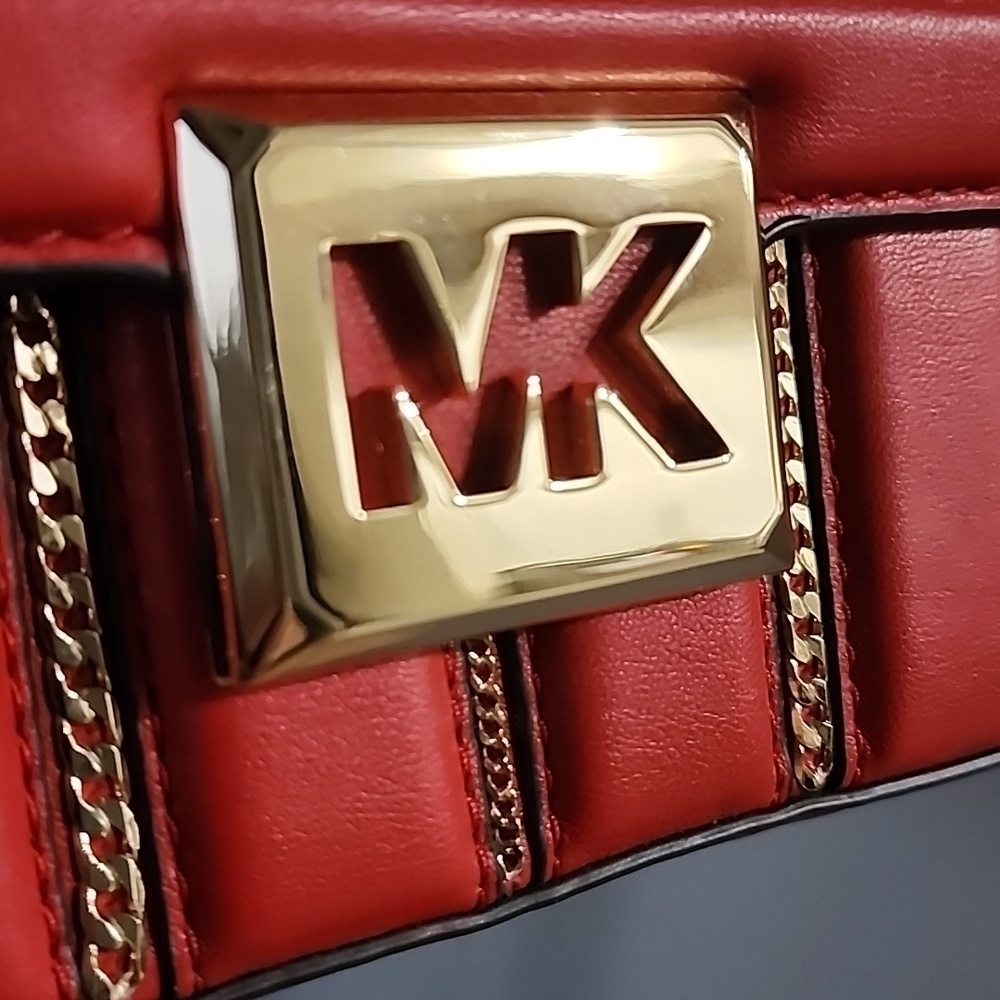 Gently used Michael Kors red leather crossbody bag. - Picture 2 of 12
